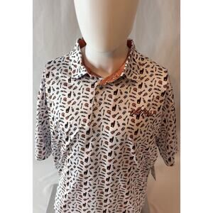 Old Row Mens 3XL Light Orange/Burnt Orange #1 Tailgater Printed Polo NWTs